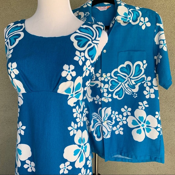 🌺 Vintage Hawaiian Barkcloth Matched Set Dress Shirt - Picture 15 of 16